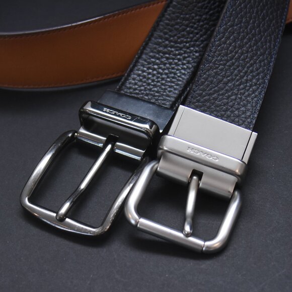 Lot of 2 COACH Reversible Belts Men's Black Brown Navy Tan 33.5"-37" - Picture 6 of 14